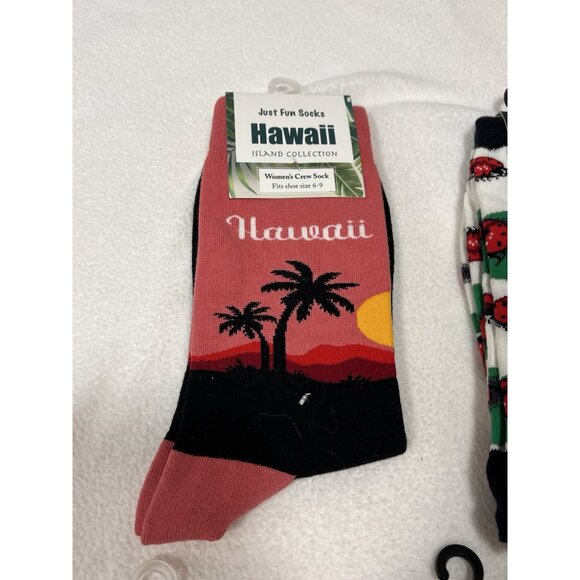Lot of 12 New Novelty Crew Socks  Fun Prints Sushi Bike Hawaii Unicorn Converse - Picture 6 of 7